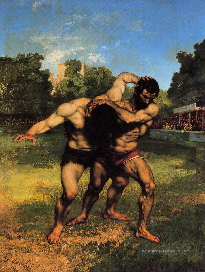 Les lutteurs réalisme réalisme peintre Gustave Courbet Peintures à l'huile